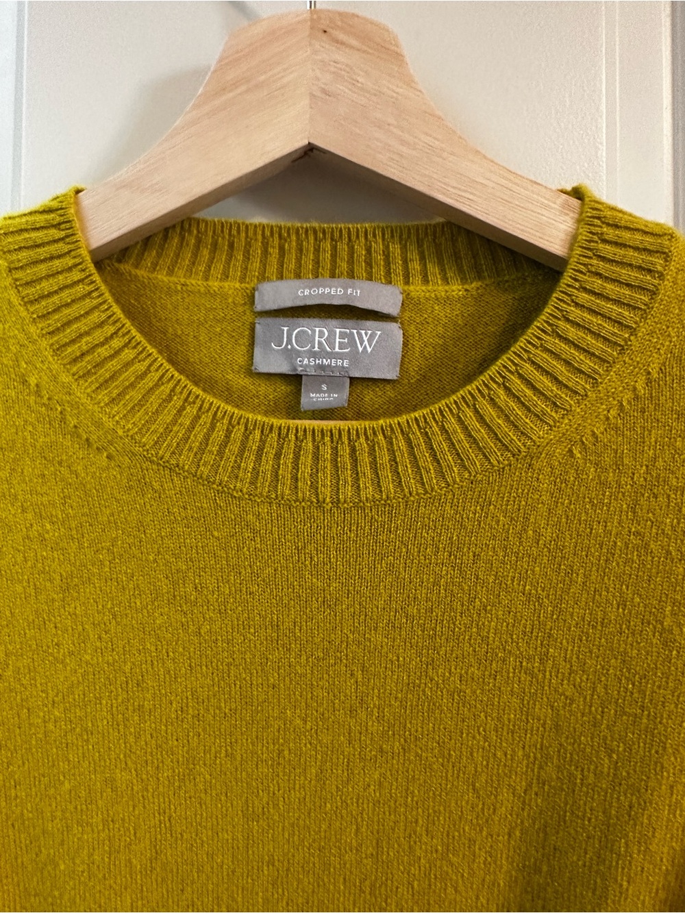 J.Crew - 100% Cashmere Cropped Crewneck Sweater - Mustard Yellow - Small